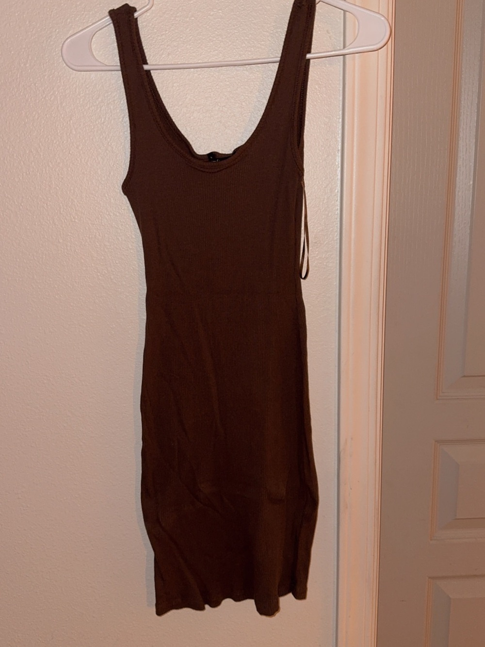 Sleek Brown Ribbed Midi Tank Dress - Women